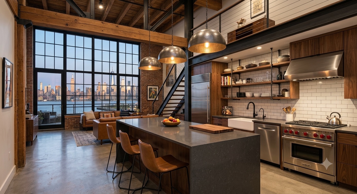 Modern kitchen with stainless steel appliances